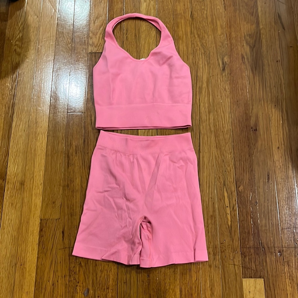 Kimberley Pink halter workout set